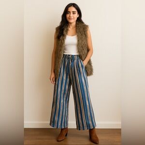 American Eagle wide leg striped pastel linen-like colored pants
